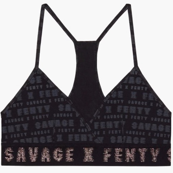 🆕SAVAGE X FENTY Black/White/Gold Bralette - Size: M - Picture 1 of 7